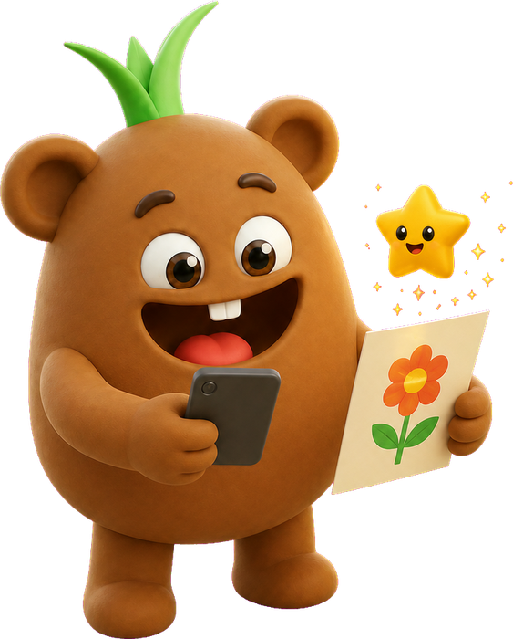 Ppuri hält die App auf ein Blatt