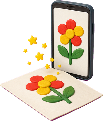 Ein Handy, das auf ein Blatt gehalten wird